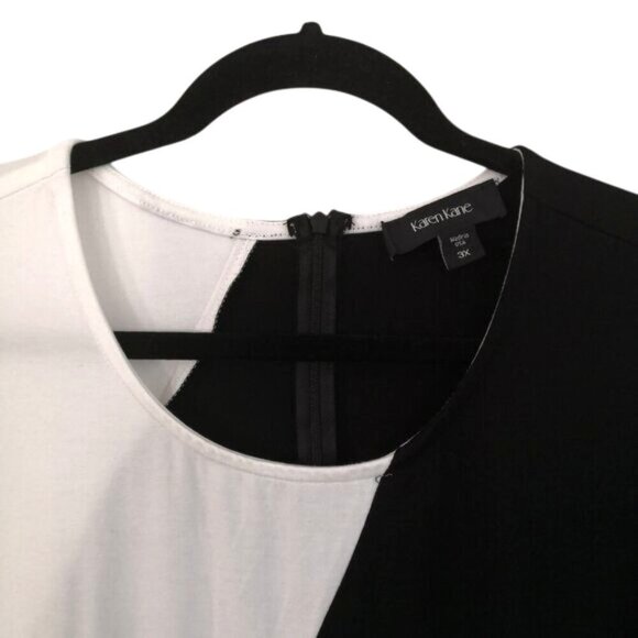 Karen Kane Folklore Sleeveless Colorblock Dress Black/White Size 3X - Picture 3 of 4